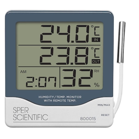 Sper Scientific Humidity/Temperature Monitor with Remote Temperature Sensor 800015